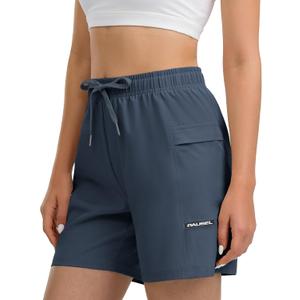 Women's Hiking Cargo Casual Shorts 6 inches Lightweight Quick Dry Athletic Shorts for Golf Workout Travel Summer 2025 (X-Large, Denim Blue)
