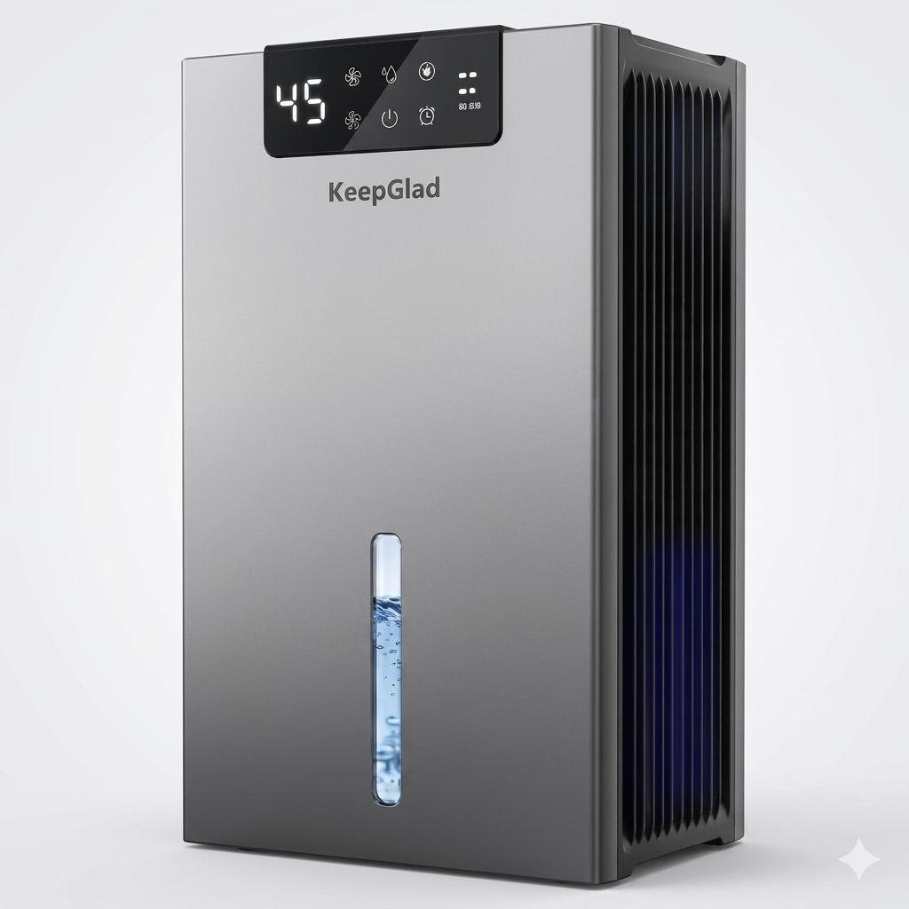 KeepGlad Dehumidifier, Humidity Display Dehumidifier for Basement Bathroom Bedroom, Pewter