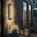 camuucci Dusk to Dawn Outdoor Light with Crystal Bubble Glass,15.7 Inches LED Porch Lights Outdoor Waterproof Modern Outside Sconce Wall Mount for Doorway Hallway (Black, 31.1 Inch)