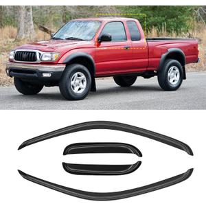 Window Visor for 1995-2004 Toyota Tacoma Access/Extended Cab, Out-Channel Rain Guards Shields Vent Deflector Shade Wind Dark Smoke for 95-04 Tacoma, Outside-Mount, 4PCS