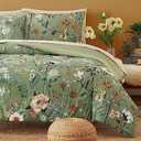 CASAAGUSTO Queen Comforter Set, 7 PCS Green Butterfly Floral Comforter Set with Flowers Leaves Pattern, Soft Seersucker Design All Season Queen Size Bedding Set(90"X90")