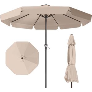 12FT Patio Umbrella Table Market Umbrella w/Crank Outdoor Umbrellas for Garden, Deck, Backyard, Pool and Beach, Beige