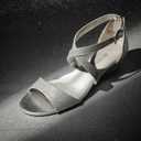 DREAM PAIRS Women's Low Wedge Sandals Ankle Strap Heel Sandal Open Toe Dress Summer Shoes, Size 9, Silver, Jones