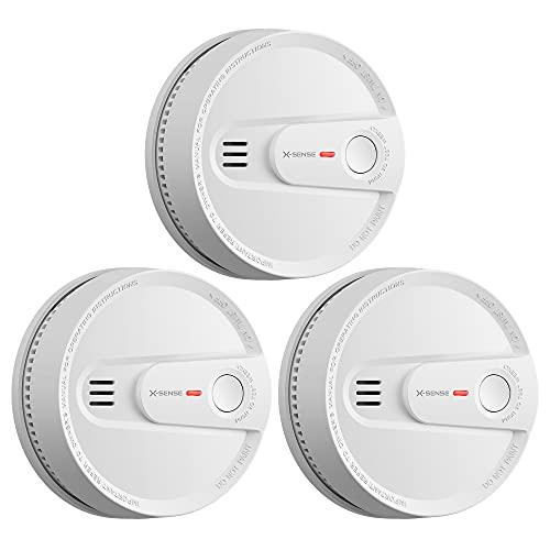 X-Sense Smoke Alarm, 10-Year Lithium Battery Life Fire Alarm with LED Indicator, SD2L0AX, 3-Pack