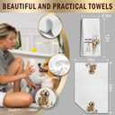 Funny Golden Retriever Gifts Bathroom Hand Towels Set of 4 | Golden Retriever Dog Gifts for Women, Dog Bathroom Restroom Decor, 16x24 Inch