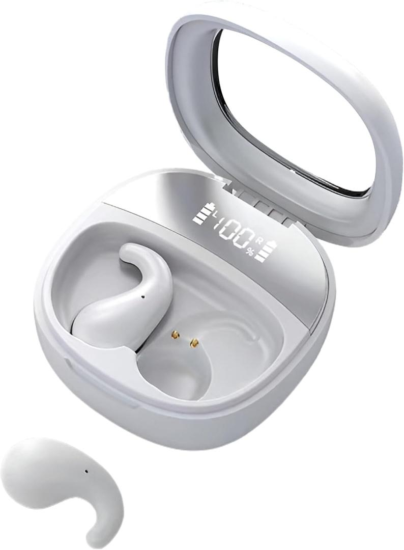 Sleep Earbuds for Side Sleepers - Noise Cancelling Headphones with Sleep Mode, Non-in Ear Design for Pain-Free All Night Comfort (White)