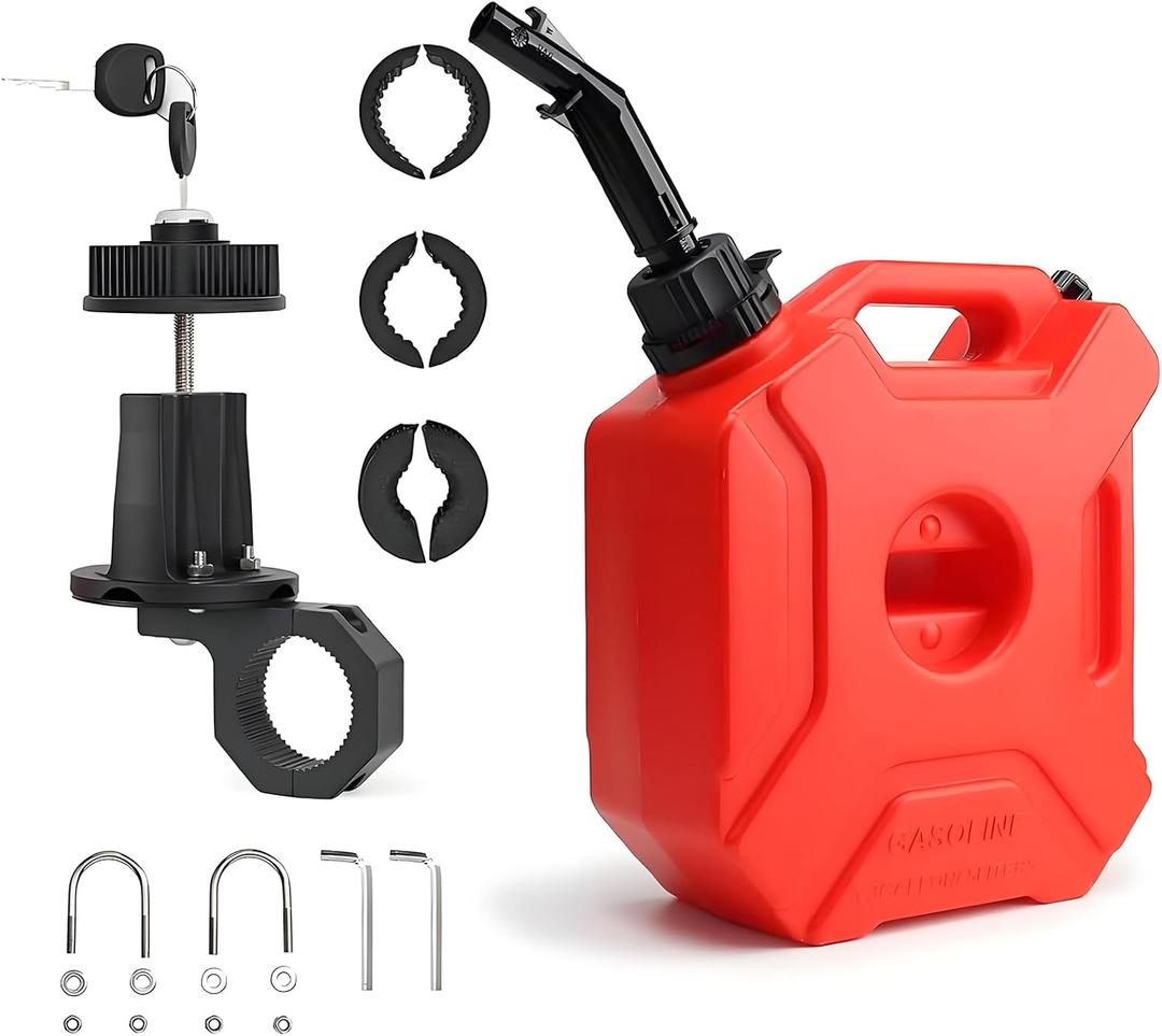 Portable Transfer Tank with Locking Mounting Bracket 5L | 1.3 Gallon Storage Fits for Car Motorcycle SUV ATV UTV 11.81 x 9.84 x 4.72