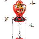 Beeveer Wind Chimes Hummingbird Feeder Glass Hummingbird Feeder Spring Summer Outdoor Hanging Decor Mother's Day Housewarming Gifts Outside Garden Decor for Patio Window Accessories