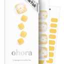 ohora Semi Cured Gel Pedi Strips (P Sun Daisy) - Yellow, Patterned, Works with UV/LED Lamps, Salon-Quality, Long Lasting, Easy to Apply & Remove - Includes 2 Prep Pads, Nail File & Wooden Stick