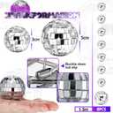 Sumind 8 Pack Disco Party Decorations Mini Disco Ball Garlands Silver Mirror Ball Hanging Banner Silver Streamer Curtains for Birthday Wedding Christmas Party Backdrop Supplies(1 Inch, 2 Inch)