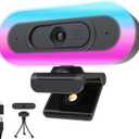 2K Webcam for PC,Streaming Computer Camera with Fill RGB Lights,Autofocus Webcam with Microphone and Cover,Plug-Play USB Web cam for Desktop Computer,Meeting,Gaming,Video Calling