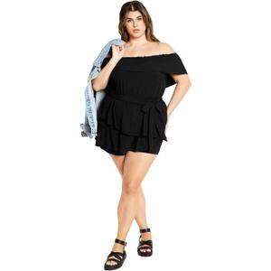 City Chic Women's Plus Size Playsuit - Kiki (22, Black)