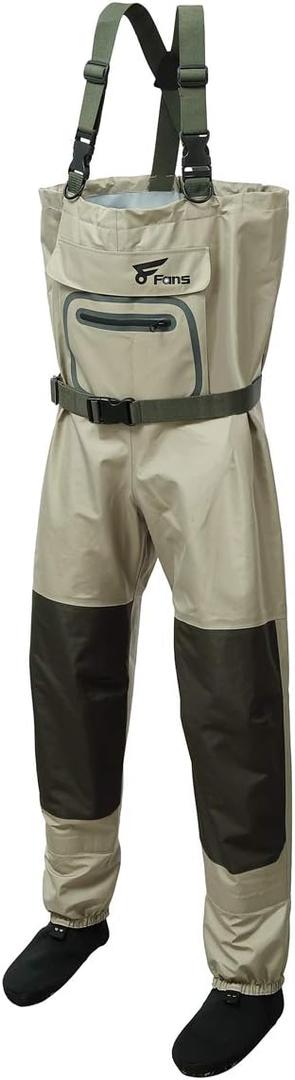 8 Fans Fishing Chest Waders for Men and Women, Waterproof Breathable Stockingfoot Wader -3 Layer Neoprene/Lightweight/Hunting (Large, Khaki)