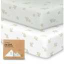 KeaBabies 2-Pack Baby Crib Sheets for Boys, Girls - 52x28 Viscose Derived from Bamboo Toddler Bed Sheets Neutral, Fitted Crib Mattress Cover for Standard Baby Bedding, Soft & Cozy (Elly)