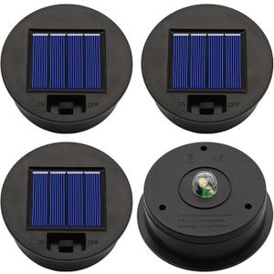 4 Pack Solar Lights Replacement Top Parts (Top Size 3.31 inch, Bottom Size 2.83 inch) 7 Lumens Lantern Lids Replacement Light for Hanging Solar Lanterns Outdoor Decorations Garden Patio, Warm White