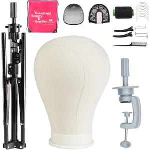 Neverland Beauty & Health 23 Inch Wig Head, Wig Stand Tripod with Head, Wig Head Stand with Mannequin Head for Wigs, Wig Stand with Head, Adjustable Tripod Manikin Head Set for Cosmetology(White)