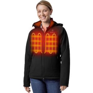 ORORO Upgraded Women's 4-Zone Heated Jacket with Heated Collar, Heated Coat with Detachable Hood (XXL)