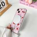 NITITOP Compatible with iPhone 15 Case Clear Magnetic Durable Compatible with MagSafe Cute Bow Ribbon for Women Girls Bowknot Hard PC Back Shockproof Protective Phone Cover - Cherry