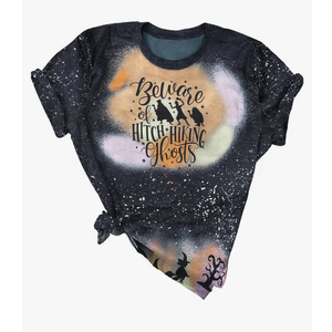 2 Pack Beware of Hitch Hiking Ghost Shirt Women Funny Halloween Shirts Haunted Tshirt Ghost T-Shirt Short Sleeve Tee XL