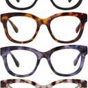 Reading Glasses for Women Men Square Oval Readers with Spring Hinge Anti UV Glare 3.5
