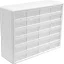 Akro-Mils 24-Drawer Plastic Drawer Storage Cabinet for Garage Organization, Bead Organizer, Building Bricks Storage, Teacher Toolbox, Makeup Organizer, 20" W x 6" D x 16" H, 10124 White