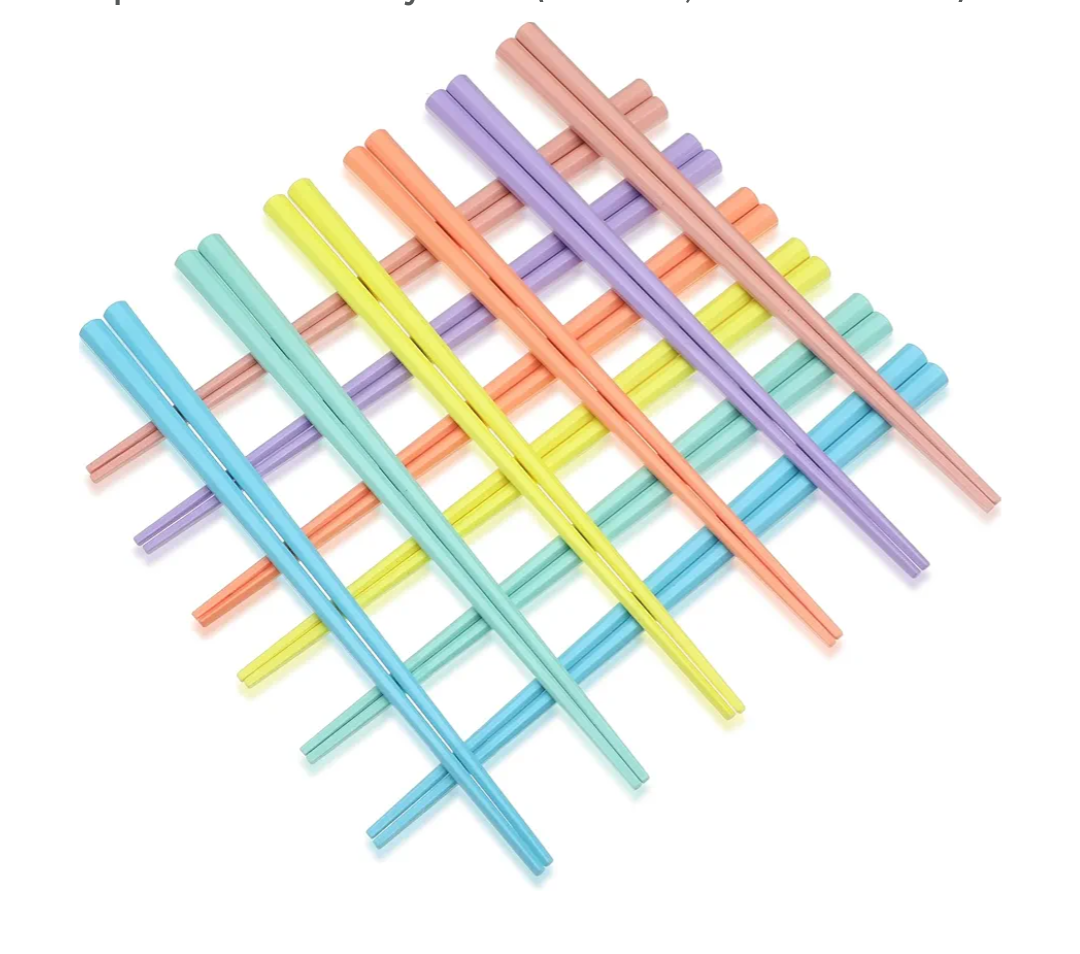 Boao Colorful Chopsticks 9 Inch Reusable Fiberglass Chop Sticks Bulk Dishwasher Safe Lightweight Chopsticks Set Party Favor(12 Pairs,Macaron Color)