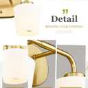 Brushed Gold Bathroom Vanity Light, Farmhouse Brass Sconces Wall Lighting with Milk White Glass, Champagne Bronze Light Fixture Over Mirror, AD-22004-2W-GD