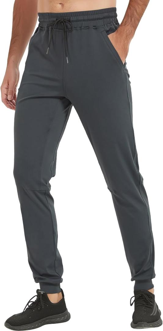 Idtswch 32"/34"/36"/38" Inseam Tall Mens Joggers Sweatpants Extra Long Zipper Pockets Athletic Pants for Jogging,Running (Medium, Dark Grey)