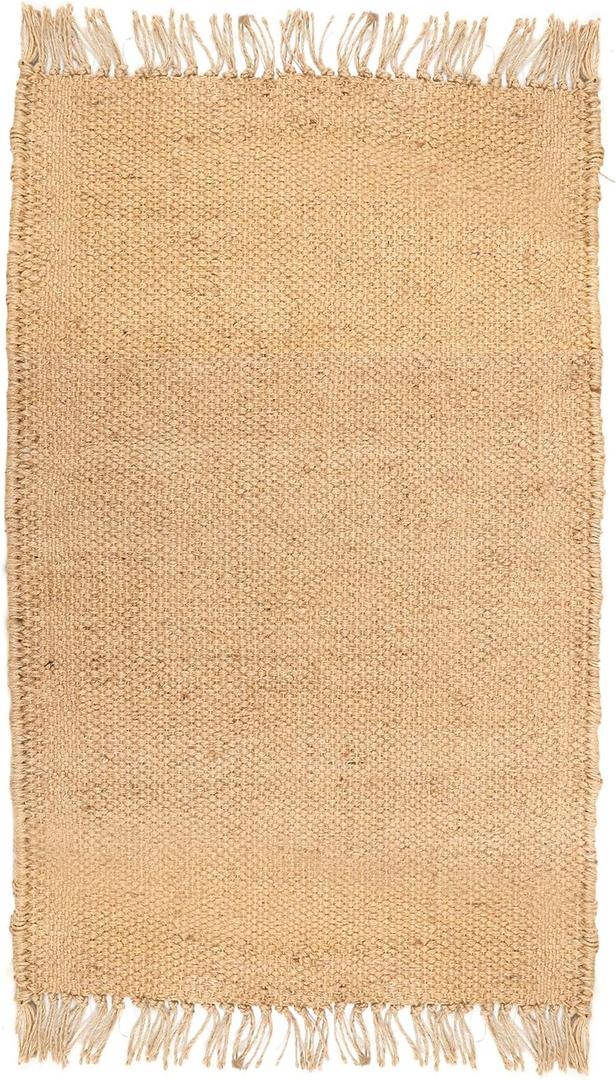 2x3 Jute Area Rug  Hand-Woven Farmhouse Design, Solid Natural Fiber for Bedroom, Living Room, Jute Outdoorj Rug Dining Room, Kitchen, Hallway, Entryway (Pattern 2)"