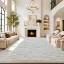 Area Rugs10x14 for Living Room,Cream Large Shaggy Carpet Plush Furry Rug