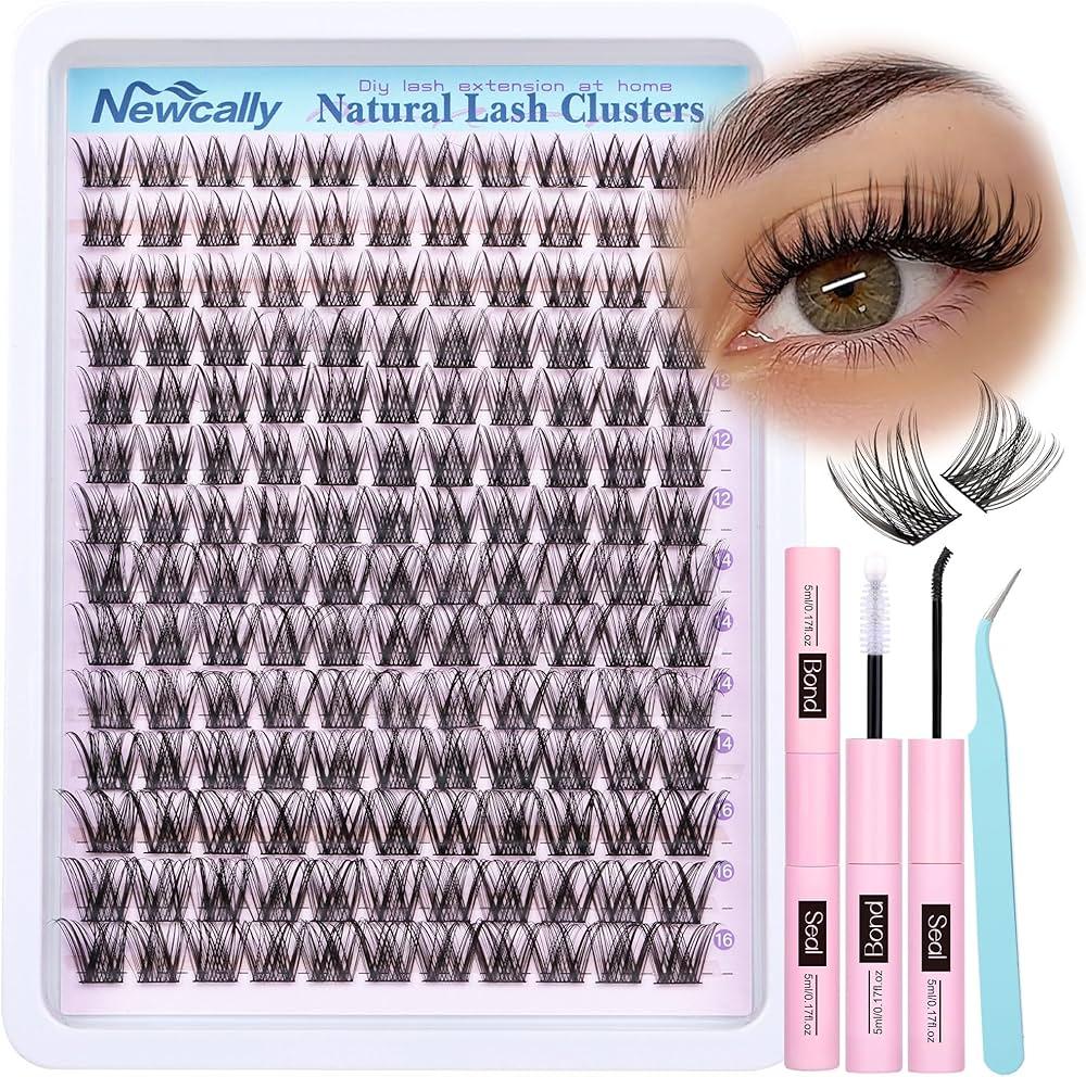 Cat Eye Lash Clusters Kit Eyelash Clusters Kit Natural Look Wispy Eyelash Extension Kit Manga Cluster Lashes Kit Dcurly DIY Lash Extension 916MM Fox Eye Lashes by Newcally