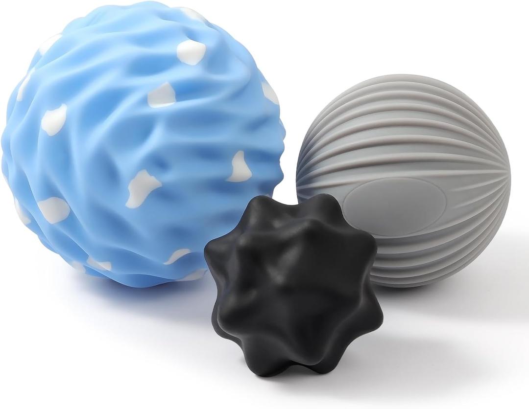 HODEMI Massage Ball Set, Textured, Spiky, Lacrosse Ball for Deep Tissue Muscle Massage, Myofascial Release, Trigger Points, Mobility - Back, Hip, Neck and Foot Fascia Massage Ball with Mesh Bag