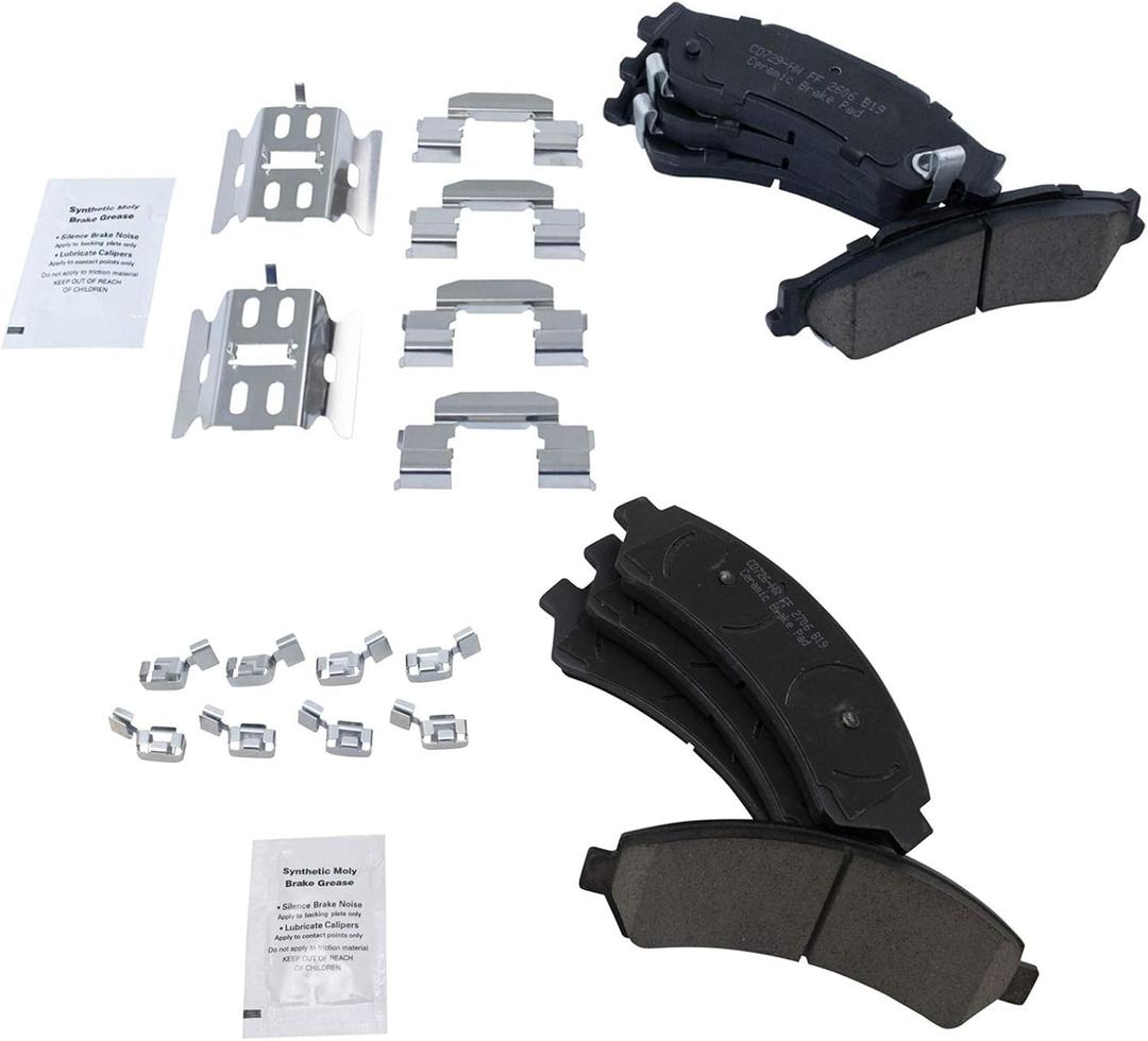 TRQ Front & Rear Brake Pads Ceramic Compatible with 1997-2005 Chevrolet Blazer 1998-2004 S10 1997-2001 GMC Jimmy Sonoma 1998-2000 Isuzu Hombre Oldsmobile Bravada