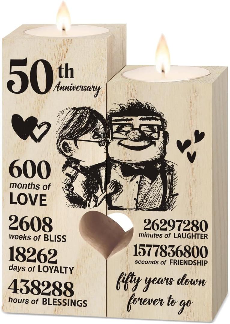 50th Golden Anniversary Wedding Gifts for Wife, Couples Gifts Candlestick,50th Wedding for Wifes from Husband,Golden Anniversary Presents for Wife Women,Fifty Years for Her