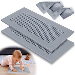 Orzbow Baby Proofing Soft Silicone Vent Cover for Home Wall/Ceiling/Floor Register, Child Proof Floor Air Vent Deflector Cover, Catches Debris Hair & Prevents Creepy Crawlies, Easy Install, Grey,2 Pack