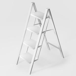 White Step Ladder White 4 Step Folding, Sturdy 330 Lbs Small Step Stool for Adults, Closet Step Stool Ladder with Anti-Slip Wide Pedals, Portable Folding Ladder for Home Kitchen Office