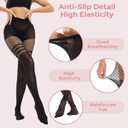 Faux Thigh High Tights for Women - Fishnet Gothic Pantyhose, High Waist Over-The-Knee Goth Leggings (Black)