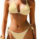 ANRABESS Women's Triangle Bikini Sets Sexy Halter String Two Piece Swimsuits Tie Lace Trim Bathing Suit Trendy Beach Swimwear, S