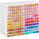 MotiMind Acrylic Marker Organizer for 176 Marker, Large Art Pencil Holder Storage Rack for Desk, Pens Art Brushes Display Stand with 22 Compartments for Desktop, Office (Clear, 176 Capacity)