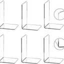 CY craft 6 Pieces/3 Pairs Bookends,Clear Acrylic Bookends for Shelves,Heavy Duty Book Ends and Desktop Organizer,Book Stopper for Books/Movies/CDs,7.3x4.8x4.8 inch