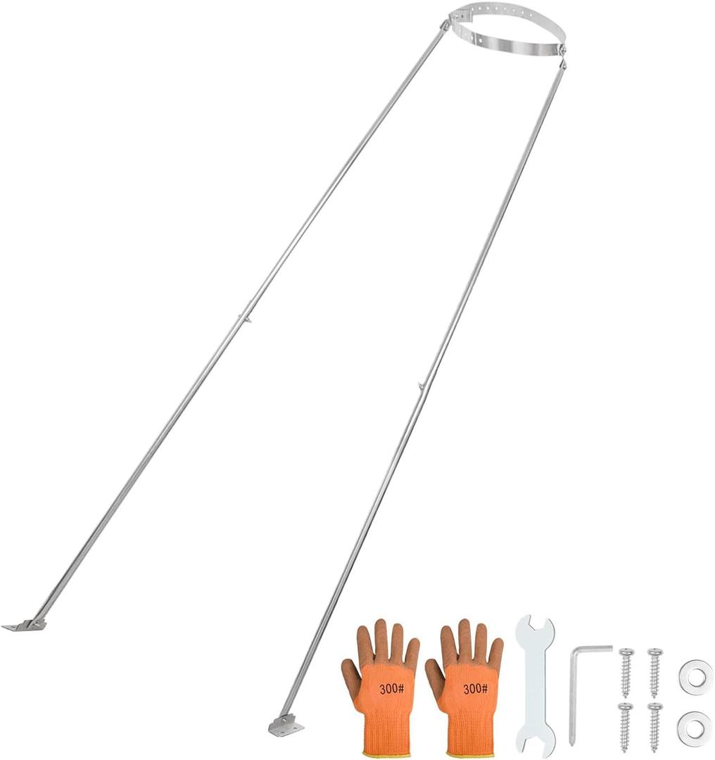 Extended Roof Chimney Support Bracket Kit, Compatible with Chimney Pipes 6"-15" Diameter Adjustable Roof Brace Includes Mounting Bracket Leg and Nut Gasket Provides Stability Against Snow and Wind