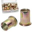 20PCS 1/2"-13UNC Rivet Nuts Carbon Steel Zinc Plated Rivets Nutsert Flat Head Rivnut Threaded Inserts Nut (Yellow, 1/2"-13)