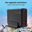 Brigid's Flame 6-Port Charging Station - 200W High-Power Charger with 4 USB-C + 2 USB Ports, Fast Charging Hub, USB-C PD Fast Charging Desktop Charger, Compatible with Mobile Phones