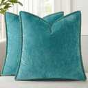 decorUhome Soft Chenille Throw Pillow Covers 22x22 Set of 2 Turquoise