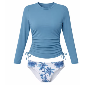 Tiijoy Girls Swimsuit Long Sleeve Rash Guard Bathing Suit Swimwear, 2-Piece, 13-14Y