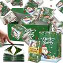 Surprise Gift Box Explosion for Money, Unique Folding Bouncing Red Envelope Gift Box with Confetti, Cash Explosion Luxury for Birthday Anniversary Valentine Proposal (15 Bounces) (Christmas-Green)