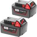 FORBETER 2pack 6.0Ah 18v Battery Replacement for Milwaukee m18 Battery 48-11-1850 48-11-1860, Compatible with Milwaukee M18 Cordless Power Tools,15C Discharge Rate