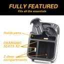 Big Plastic Console for Cars, Trucks, Minivans, SUVs with 2 Adjustable Drink Cup Holders Phone Book Holder, Back Bench and Front Seat or Floor Middle Console Universal Vehicle Organizer Black