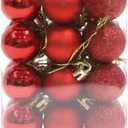 Christmas Balls Ornaments,24pcs Xmas Tree Decorations,Holiday Hanging Balls,Birthday Holiday Wedding Christmas Ornaments(Red)