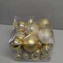 46 Pcs Gold Christmas Ball Ornaments, Shatterproof Christmas Tree Ornaments Set with Velvet Christmas Bows Decor, Vintage Xmas Decorations with Hanging Hooks in 3 Sizes(Small Medium Large)